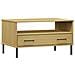 Tavolino Gambe Metallo Marrone 85x50x45 Cm Legno Massello Oslo - Foto miniatura 2