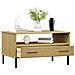 Tavolino Gambe Metallo Marrone 85x50x45 Cm Legno Massello Oslo - Foto miniatura 3
