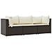 Set Mobili Da Giardino 3 Pz Con Cuscini In Polyrattan Marrone - Foto miniatura 1