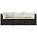 Set Mobili Da Giardino 3 Pz Con Cuscini In Polyrattan Marrone - Foto miniatura 2