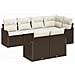Set di divani da giardino 7 pezzi con cuscini Marrone Poly Rattan, Divano da giardino 2 posti con ripostiglio e cuscini Marrone Poly Rattan - Foto miniatura 1