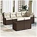 Set di divani da giardino 7 pezzi con cuscini Marrone Poly Rattan, Divano da giardino 2 posti con ripostiglio e cuscini Marrone Poly Rattan - Foto miniatura 2