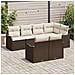 Set di divani da giardino 7 pezzi con cuscini Marrone Poly Rattan, Divano da giardino 2 posti con ripostiglio e cuscini Marrone Poly Rattan - Foto miniatura 3