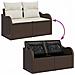 Set di divani da giardino 7 pezzi con cuscini Marrone Poly Rattan, Divano da giardino 2 posti con ripostiglio e cuscini Marrone Poly Rattan - Foto miniatura 9