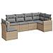 Set Divano da Giardino 6 pz con Cuscini Beige in Polyrattan - Foto miniatura 1