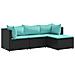 Set Divani da Giardino 4 pz con Cuscini Nero in Polyrattan - Foto miniatura 1