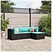 Set Divani da Giardino 4 pz con Cuscini Nero in Polyrattan - Foto miniatura 2