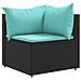 Set Divani da Giardino 4 pz con Cuscini Nero in Polyrattan - Foto miniatura 5
