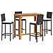 Set Bar da Giardino 5 pz Nero in Legno Acacia e Polyrattan - Foto miniatura 1