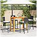 Set Bar da Giardino 5 pz Nero in Legno Acacia e Polyrattan - Foto miniatura 3