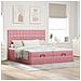 Struttura Letto Pouf con Materassi Rosa 200x200 cm Velluto - Foto miniatura 3
