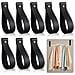 Set Di 6 Ganci Da Parete In Pelle Pu Marrone - Cinghie Decorative Con Viti In Ottone Black - Foto miniatura 1