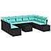 Set Divano da Giardino 9 pz 8-Numero di posti Nero e Turchese - Foto miniatura 1