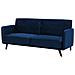 Divano Letto A 3 Posti In Tessuto Vellutato Blu Senja - Foto miniatura 8