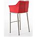 Sgabello Alto Bar DAMASO in Similpelle - Sedia Sgabello con Braccioli e Schienale Imbottiti e Poggiapiedi l Sgabello Fisso Bar Cucina Pub in Acciaio - H 83 cm Rosso Acciaio Inox - Foto miniatura 4