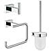 Essentials Cube 3 In 1 Set Di Accessori Per Il Bagno 40757001 - Gancio A Parete - Scopino - Portarotolo - Cromo - Foto miniatura 1