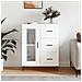 Credenza 69,5x34x90 Cm In Legno Multistrato Bianco Lucido - Foto miniatura 1