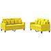 Set Di Divani 2 Pz Con Cuscini Giallo Chiaro In Tessuto - Foto miniatura 1