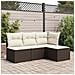 Sgabello Giardino con Cuscino Marrone 55x55x37 cm in Polyrattan - Foto miniatura 3