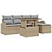 Set di Divani da Giardino da 6 Pezzi con Cuscini Beige Rattan Poliestere - Foto miniatura 1