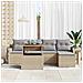 Set di Divani da Giardino da 6 Pezzi con Cuscini Beige Rattan Poliestere - Foto miniatura 3