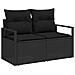 Set divano da giardino 6 pezzi con cuscini beige polyrattan, Divano da giardino 2 posti con cuscini neri polyrattan - Foto miniatura 4