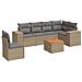 Set Divani Da Giardino 7 Pz Con Cuscini Beige In Polyrattan - Foto miniatura 2
