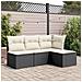Sgabello Giardino con Cuscino Nero 55x55x37 cm in Polyrattan - Foto miniatura 3