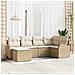 Set di divani da giardino da 6 pezzi con cuscini Beige Rattan Polivalente - Foto miniatura 2