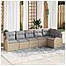 Set divano da giardino 6 pezzi con cuscini Beige Polyrattan, Divano da giardino 2 posti con storage e cuscini Beige Polyrattan - Foto miniatura 2