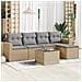Set Divano da Giardino 6 pz con Cuscini Beige in Polyrattan - Foto miniatura 2