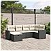 Set Divano da Giardino 6 pz con Cuscini Nero in Polyrattan - Foto miniatura 2