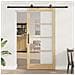 porta scorrevole  con set hardware 'ORKDAL'in legno massello e vetro, porta interna  con vetro 'ORKDAL'93x202x4 cm in legno massello di pino - Foto miniatura 2