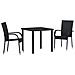 Set da Pranzo per Giardino 3 pcs Nero Poly Rattan - Foto miniatura 1