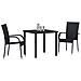 Set da Pranzo per Giardino 3 pcs Nero Poly Rattan - Foto miniatura 3