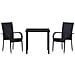 Set da Pranzo per Giardino 3 pcs Nero Poly Rattan - Foto miniatura 7