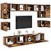 Set mobile TV 8 pcs Legno vecchio 100 x 30 x 30 cm - Foto miniatura 3