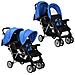 Passeggino Gemellare A Tandem In Acciaio Blu E Nero - Foto miniatura 1