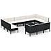 Set Divani Da Giardino 14 Pz Con Cuscini In Polyrattan Nero - Foto miniatura 2