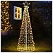 Albero Natale Luminoso 224cm 592 Led Bianco Caldo 8 Giochi Luce Metallo Esterno - Foto miniatura 1