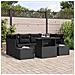 Set da Giardino a 7 Pezzi in Polyrattan Nero con Cuscini - Foto miniatura 2