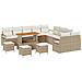 Set Divano da Giardino  14 Pezzi con Cuscini Beige in Polyrattan Acacia, Divano da Giardino Sezionale da 2 posti  con Spazio di Archiviazione & Cuscini Beige in Polyrattan, Set da Pranzo da Giardino  4 Pezzi con Cuscini Beige in Polyrattan Acacia - Foto miniatura 1