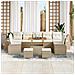 Set Divano da Giardino a 10 Pezzi con Cuscini Beige in Rattan Poliestere, Divano da Giardino per Due Persone con Cuscini Beige in Rattan Poliestere, Set da Pranzo da Giardino a 3 Pezzi con Cuscini Beige in Rattan Poliestere - Foto miniatura 3
