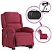 Poltrona Alzapersona Massaggiante Elettrica Rosso Vino Velluto - Foto miniatura 6