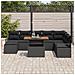 Set divani giardino 9 pezzi con cuscini Polyrattan nero Acacia, Divano giardino 2 posti con cuscini Polyrattan nero - Foto miniatura 3