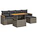 Set Divano da Giardino 6pz con Cuscini Grigio Polyrattan Acacia - Foto miniatura 1