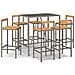 Set Bar Giardino 7pz Grigio Polyrattan e Legno Massello Acacia - Foto miniatura 1