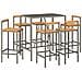 Set Bar Giardino 7pz Grigio Polyrattan e Legno Massello Acacia - Foto miniatura 3
