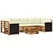 Set di divani da esterno con cuscino 8 pcs Naturale e Crema - Foto miniatura 1