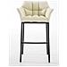 Sgabello Alto Bar DAMASO in Similpelle - Sedia Sgabello con Braccioli e Schienale Imbottiti e Poggiapiedi l Sgabello Fisso Bar Cucina Pub in Acciaio - H 83 cm Crema Nero - Foto miniatura 2